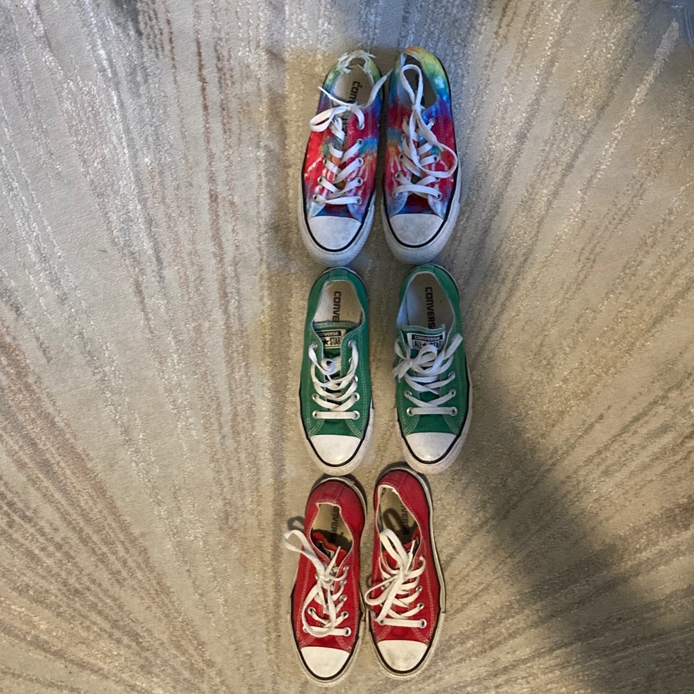 Converse Women’s ' Red, Green, and Tie Dye Sneakers LOT SALE
